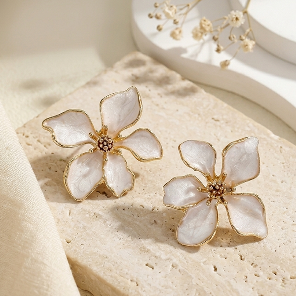 Golden Petal Bloom Stud Earrings