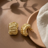Golden Twirl Textured Hoop Earrings (Anti-Tarnish)