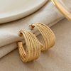 Gold Textured Hoop Earrings (Anti-Tarnish)