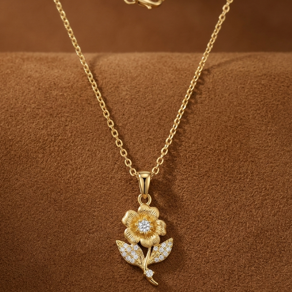 Golden Petal Spark Pendant Necklace (Anti-Tarnish)