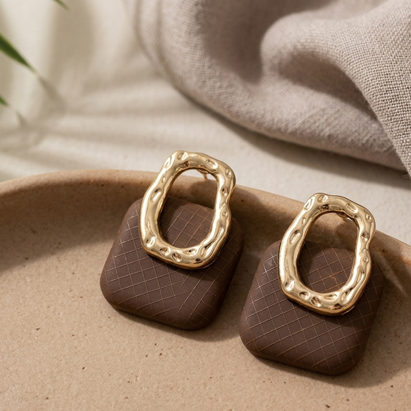 Geo Luxe Drop Earrings (Anti-Tarnish)