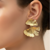 Golden Ginkgo Statement Studs (Anti Tarnish)
