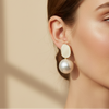 Elegant Pearl Drop Stud Earrings