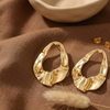 Golden Sculpt Drop Earrings (Anti-Tarnish)