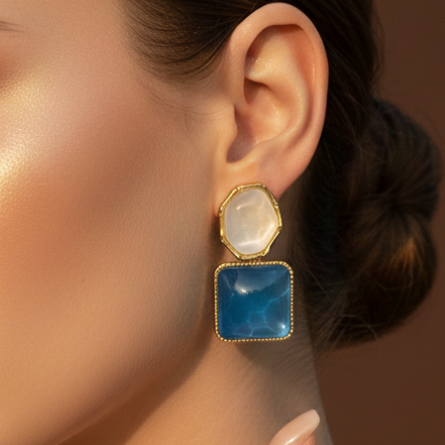 Ocean Glow Geometric Drop Earrings