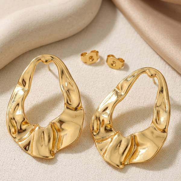 Golden Sculpt Drop Earrings (Anti-Tarnish)