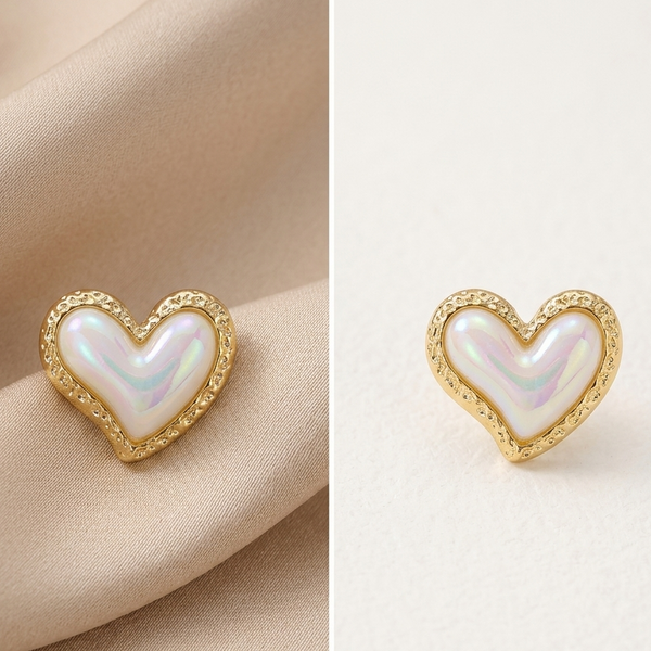 Lustre Heart Glow Stud Earrings (Anti-Tarnish)
