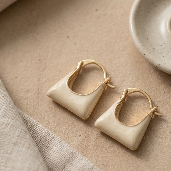 Ivory Sculpt Hoop Earrings