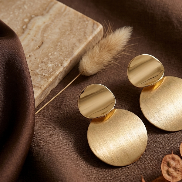 Golden Eclipse Drop Earrings (Anti-Tarnish)