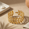 Gold Leaf Wrap Open Cuff Bracelet (Anti-Tarnish)