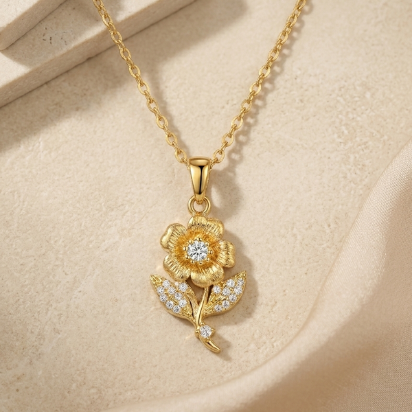 Golden Petal Spark Pendant Necklace (Anti-Tarnish)