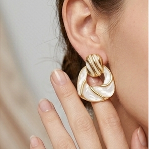 Golden Pearl Wave Statement Earrings (Anti-Tarnish)