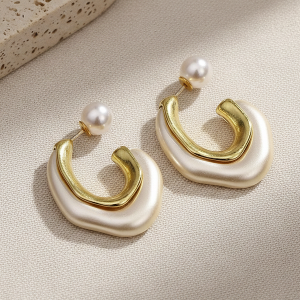 Pearl Curve Statement Drop Earrings