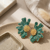 Emerald Bloom Statement Stud Earrings (Anti-Tarnish)