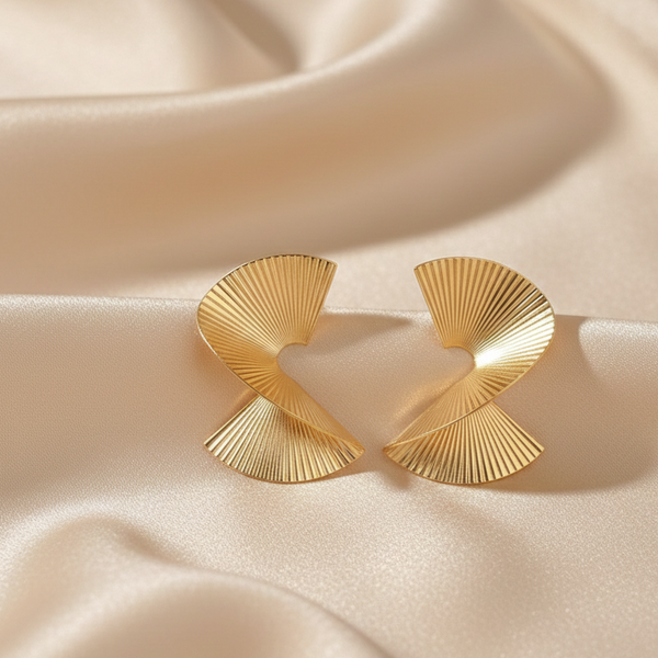 Golden Mirage Statement Studs (Anti Tarnish)