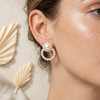 Gold Pearl Circle Stud Earrings