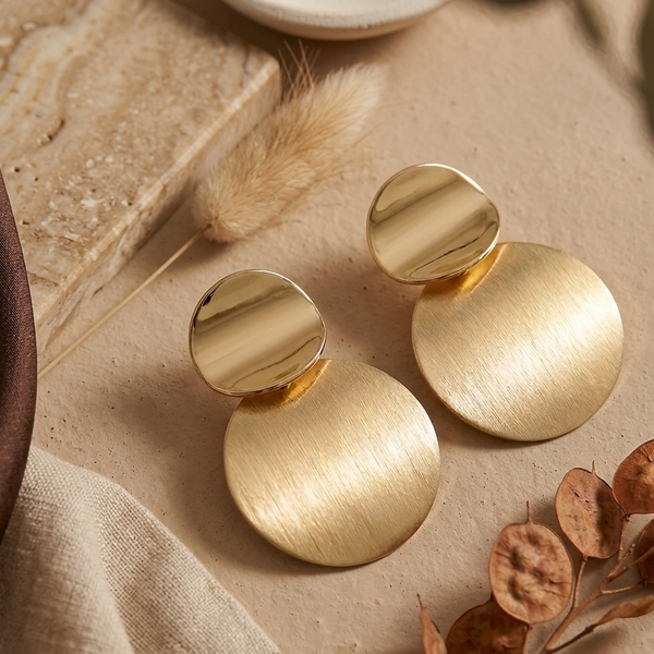 Golden Eclipse Drop Earrings (Anti-Tarnish)