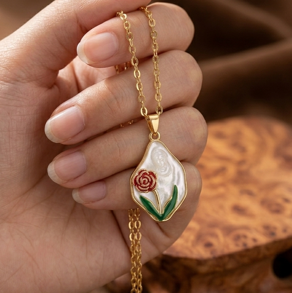 Blossom Charm Floral Pendant Necklace (Anti-Tarnish)