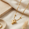 Golden Heart Charm Slider Necklace (Anti-Tarnish)