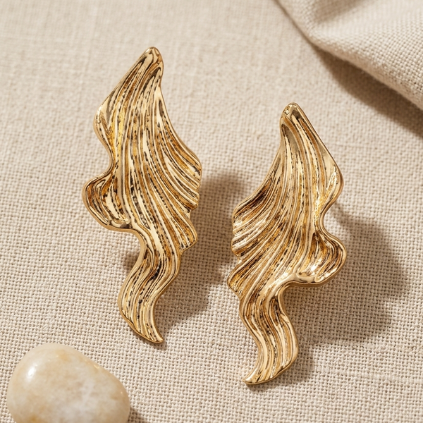 Golden Drift Sculpt Statement Earrings (Anti-Tarnish)