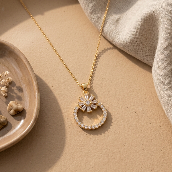 Celeste Bloom Halo Pendant (Anti-Tarnish)