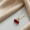 Gold Cherry Pendant Necklace (Anti-Tarnish)