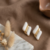 Gold White Marble Drop Earrings