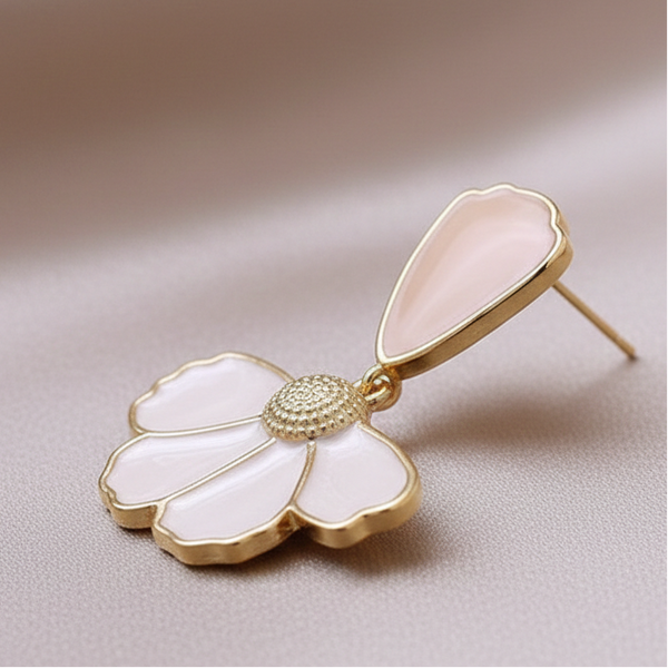 Blush Petal Floral Drop Earrings