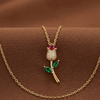Crimson Rose Spark Pendant Necklace (Anti-Tarnish)