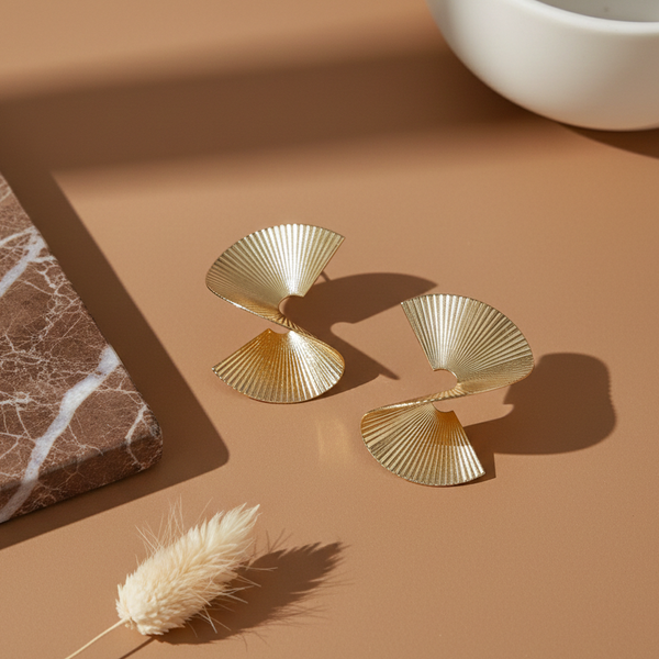 Golden Mirage Statement Studs (Anti Tarnish)