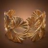 Golden Leaf Texture Cuff Bracelet (Anti Tarnish)