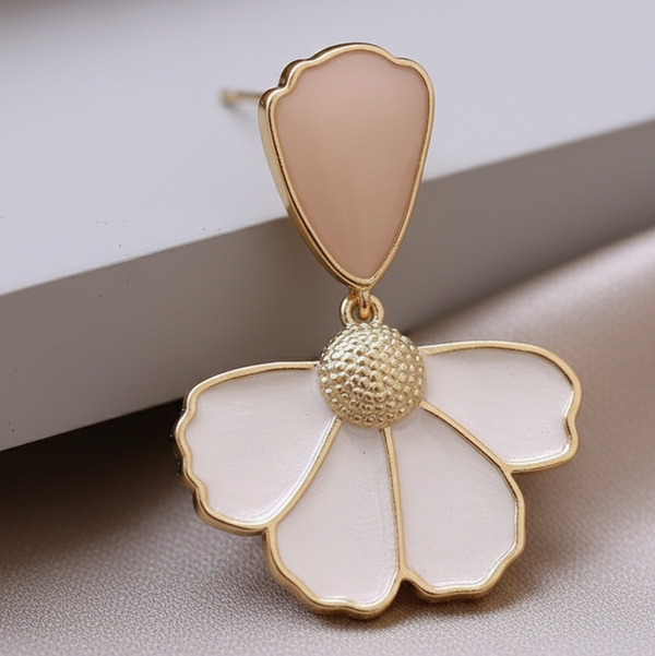 Blush Petal Floral Drop Earrings