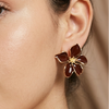 Crimson Petal Bloom Stud Earrings (Anti-Tarnish)