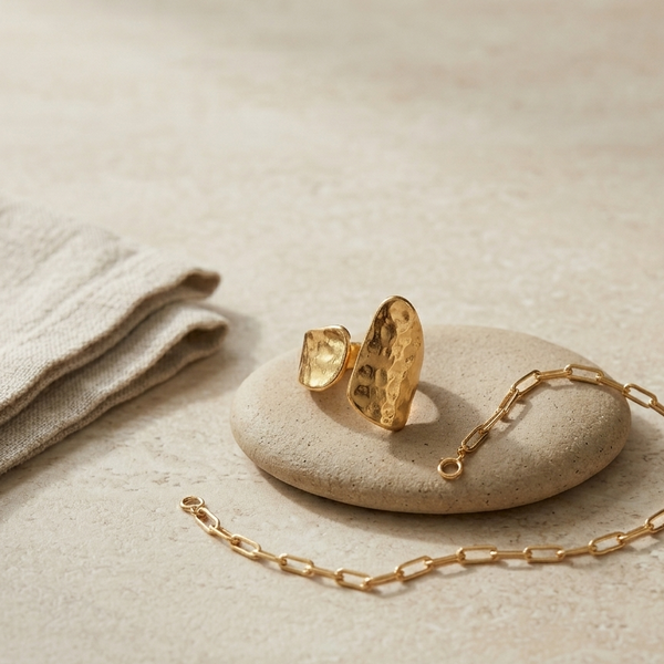 Gold Sculpted Wrap Open Ring (Anti-Tarnish)