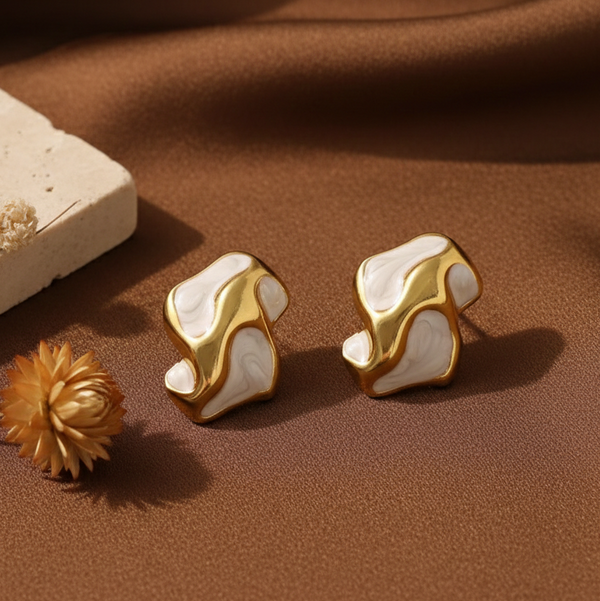 Ivory Wave Statement Studs