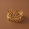 Gold Leaf Wrap Open Cuff Bracelet (Anti-Tarnish)