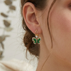 Green Butterfly Crystal Drop Earrings