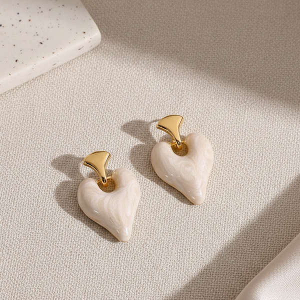 Marble Heart Drop Earrings