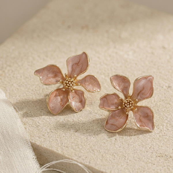 Blush Petal Bloom Statement Earrings (Anti-Tarnish)