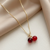 Gold Cherry Pendant Necklace (Anti-Tarnish)