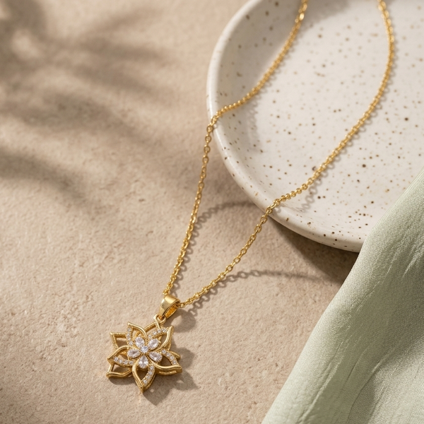 Golden Blossom Radiance Pendant (Anti-Tarnish)