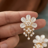 Ivory Bloom Pearl Drop Earrings (Anti-Tarnish)