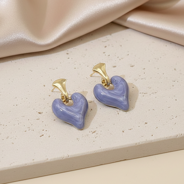Lavender Heart Statement Studs