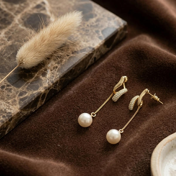 Crystal Pearl Drop Dangle Earrings