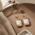 Gold Pearl Square Drop Earrings (Anti-Tarnish)