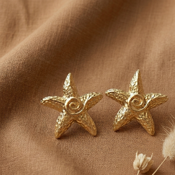 Golden Starfish Statement Earrings (Anti-Tarnish)