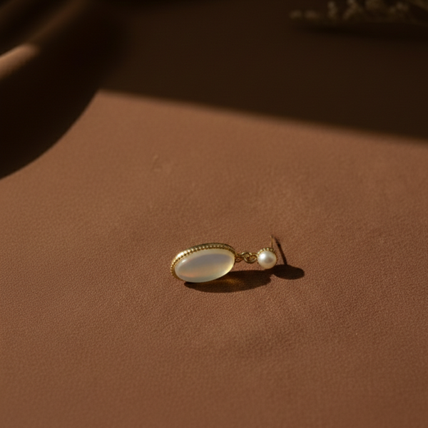 Moonstone Oval Drop Earrings