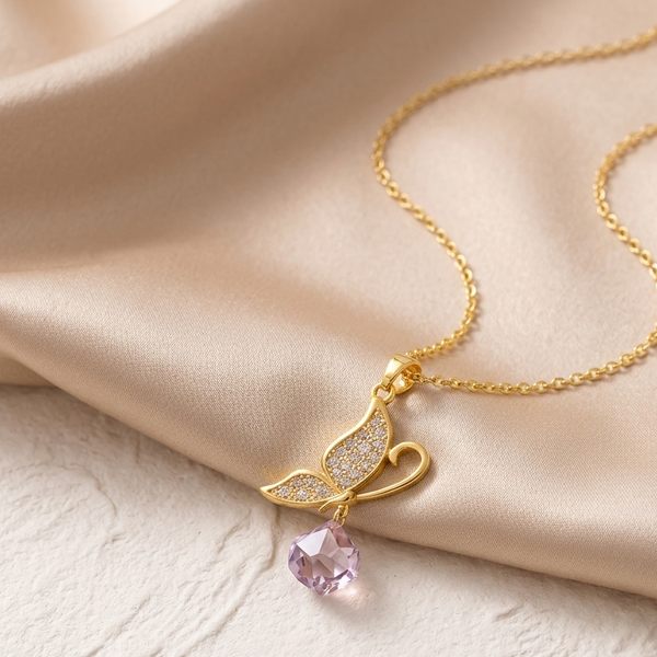 Ethereal Butterfly Crystal Pendant (Anti-Tarnish)