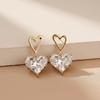 Crystal Heart Charm Drop Earrings (Anti Tarnish)