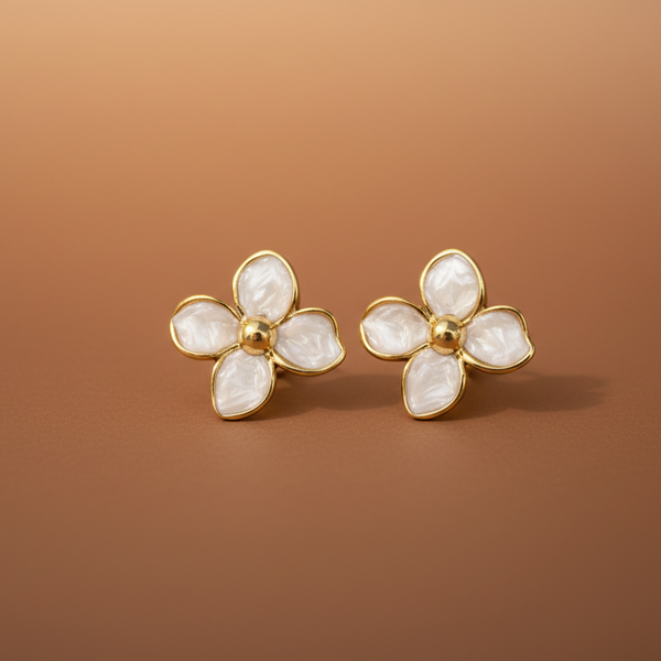 Petal Pearl Floral Stud Earrings